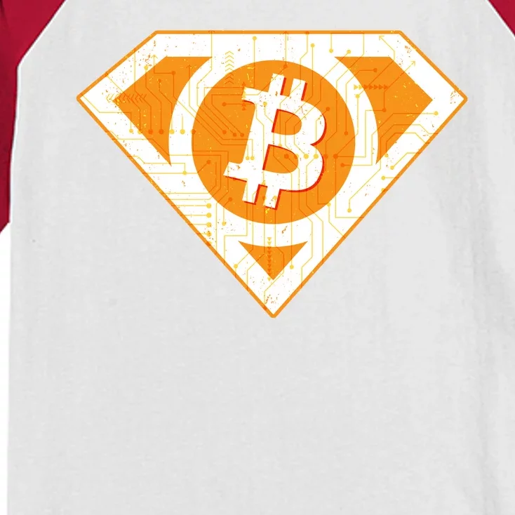 Super Bitcoin Hero Logo Kids Colorblock Raglan Jersey