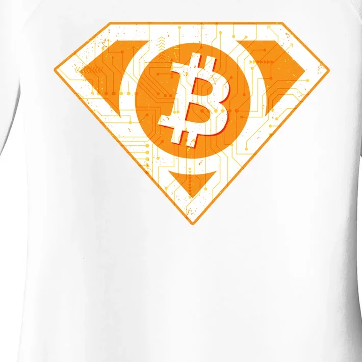 Super Bitcoin Hero Logo Women's Perfect Tri Tunic Long Sleeve Shirt