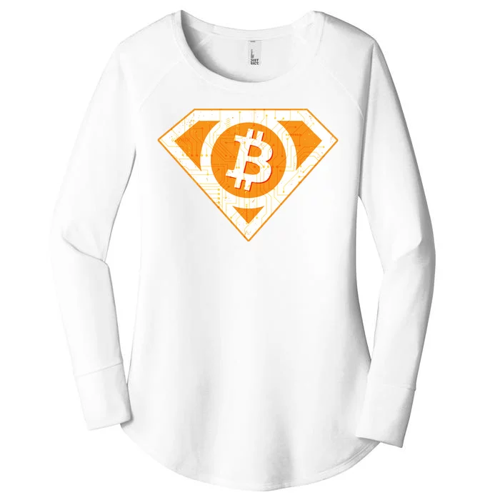 Super Bitcoin Hero Logo Women's Perfect Tri Tunic Long Sleeve Shirt