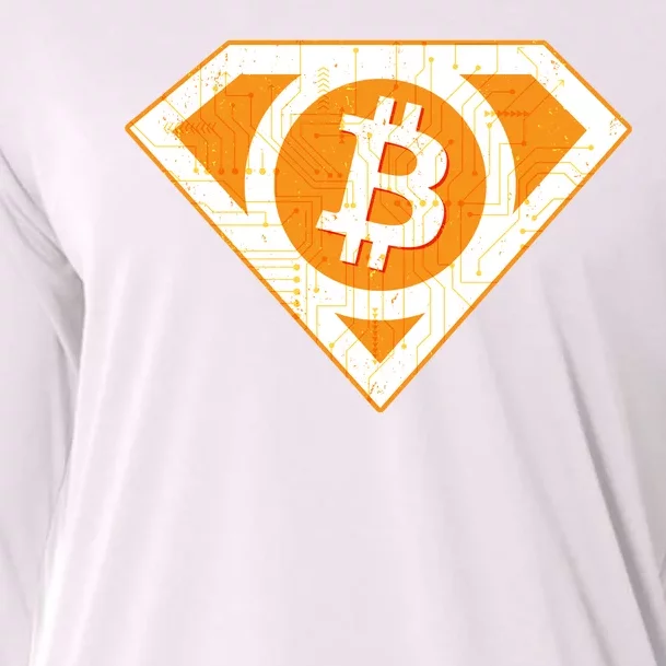 Super Bitcoin Hero Logo Cooling Performance Long Sleeve Crew