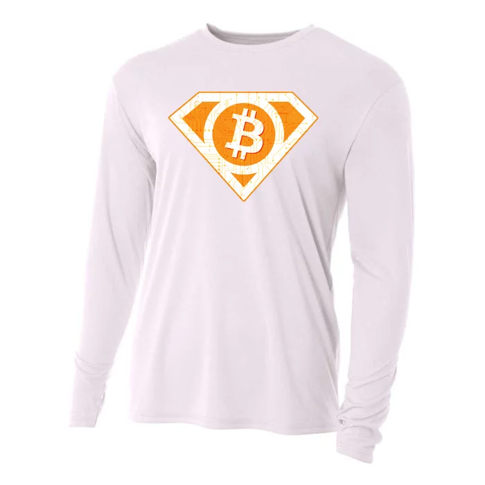 Super Bitcoin Hero Logo Cooling Performance Long Sleeve Crew