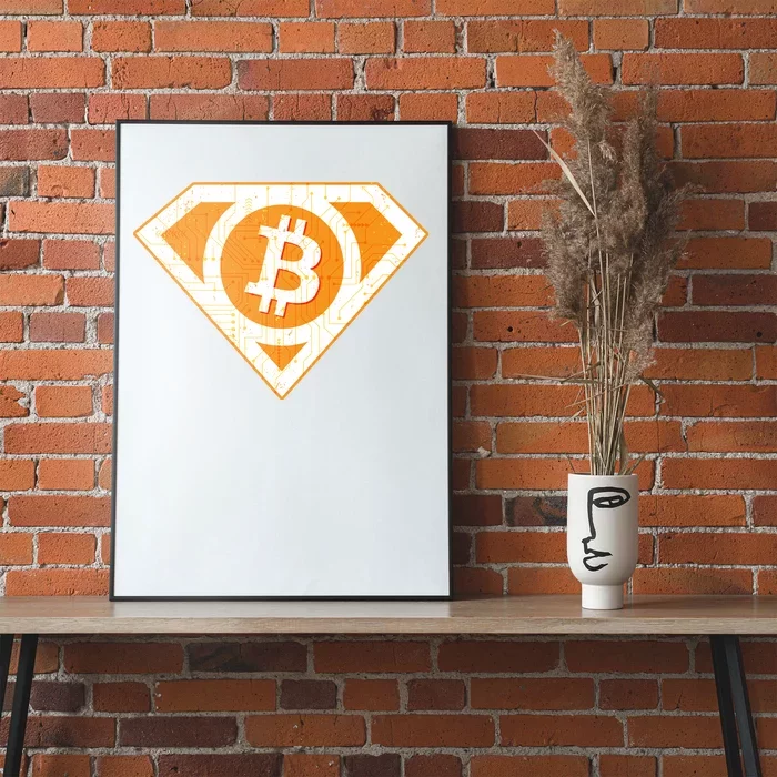 Super Bitcoin Hero Logo Poster