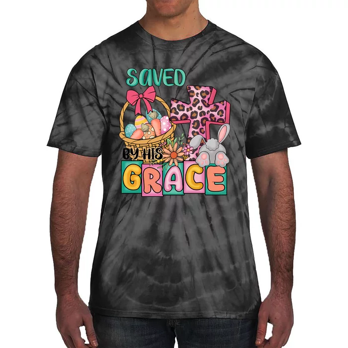 Saved By His Grace Easter Day Bunny Christian Family Easter Day Tie-Dye T-Shirt