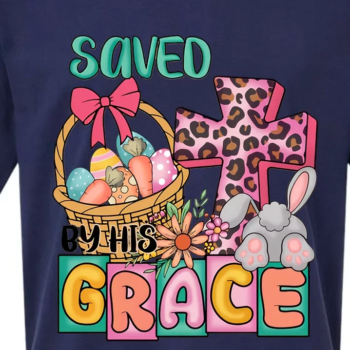 Saved By His Grace Easter Day Bunny Christian Family Easter Day Sueded Cloud Jersey T-Shirt