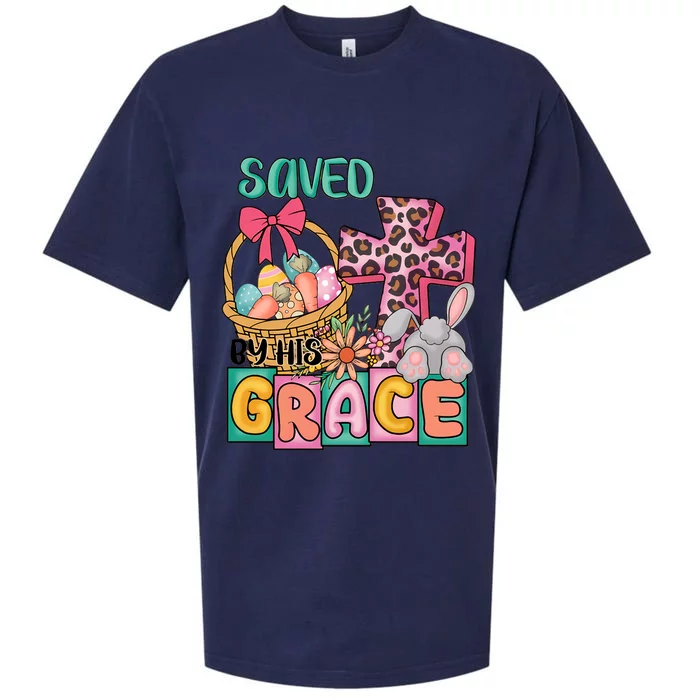 Saved By His Grace Easter Day Bunny Christian Family Easter Day Sueded Cloud Jersey T-Shirt