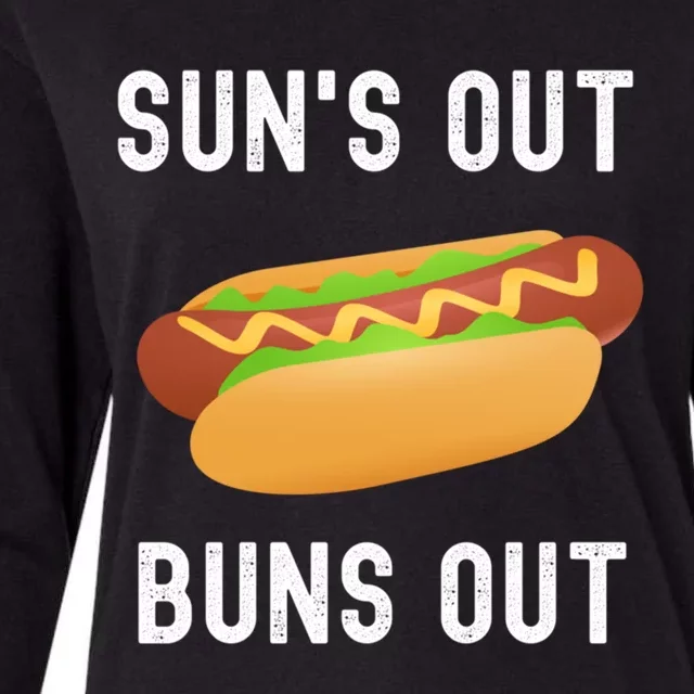 Summer Bbq Hot Dogs Grilling Funny Suns Out Buns Out Meme Gift Womens Cotton Relaxed Long Sleeve T-Shirt