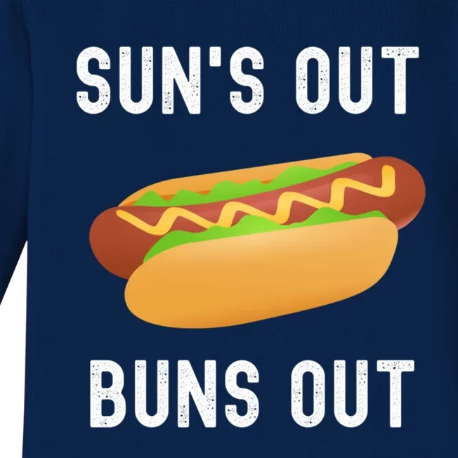 Summer Bbq Hot Dogs Grilling Funny Suns Out Buns Out Meme Gift Baby Long Sleeve Bodysuit