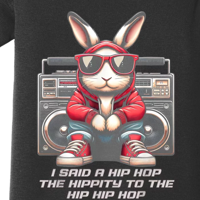 Sunglass Bunny Hip Hop Hippity Easter Baby Bodysuit