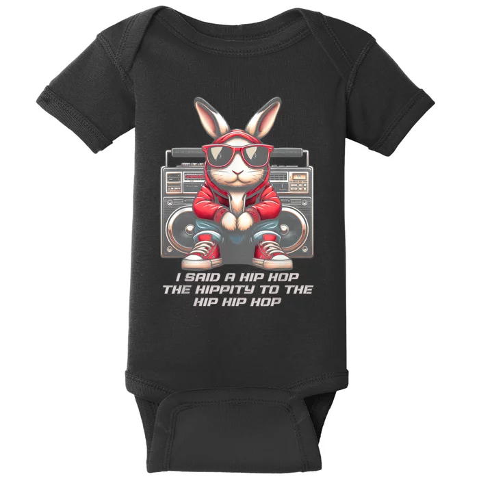 Sunglass Bunny Hip Hop Hippity Easter Baby Bodysuit