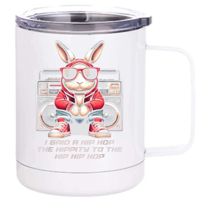 Sunglass Bunny Hip Hop Hippity Easter Front & Back 12oz Stainless Steel Tumbler Cup