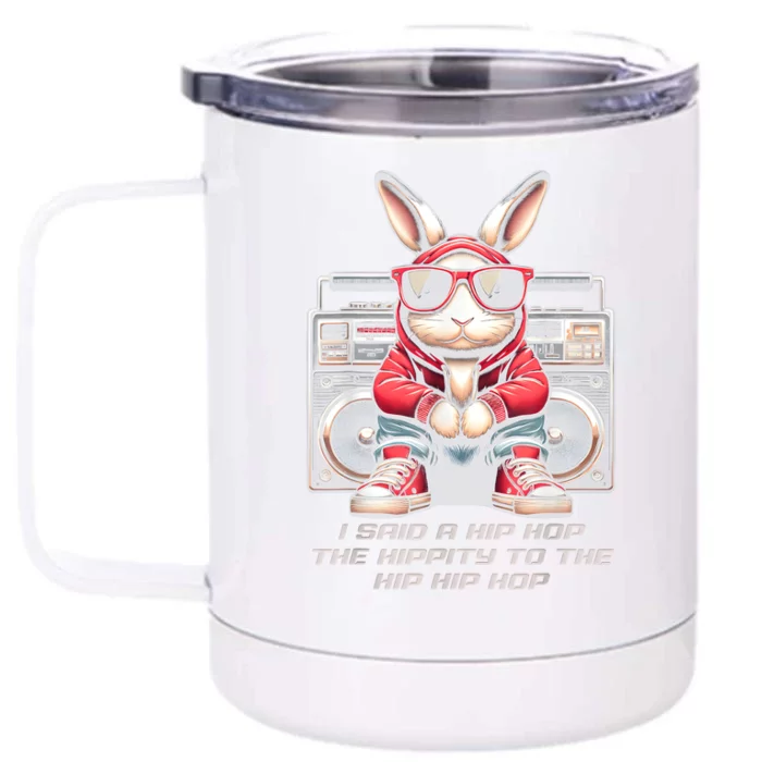 Sunglass Bunny Hip Hop Hippity Easter Front & Back 12oz Stainless Steel Tumbler Cup