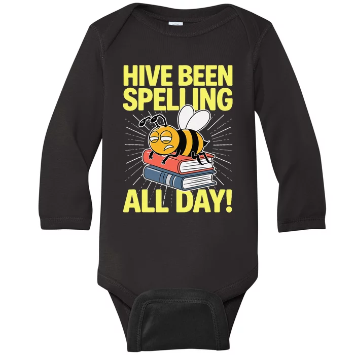 Spelling Bee Humor Spelling Champion Word Nerd Spelling Baby Long Sleeve Bodysuit