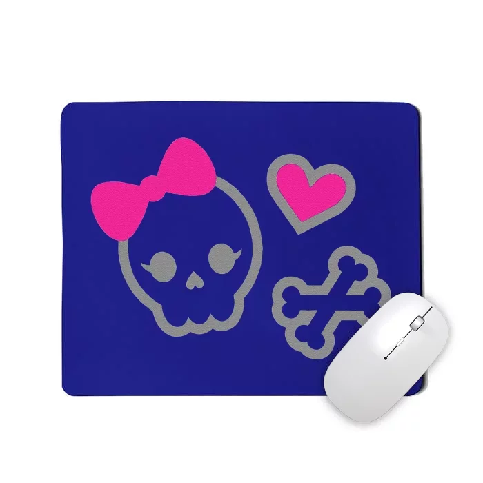 Skull Bow Hair Tie Halloween October 31st Mousepad