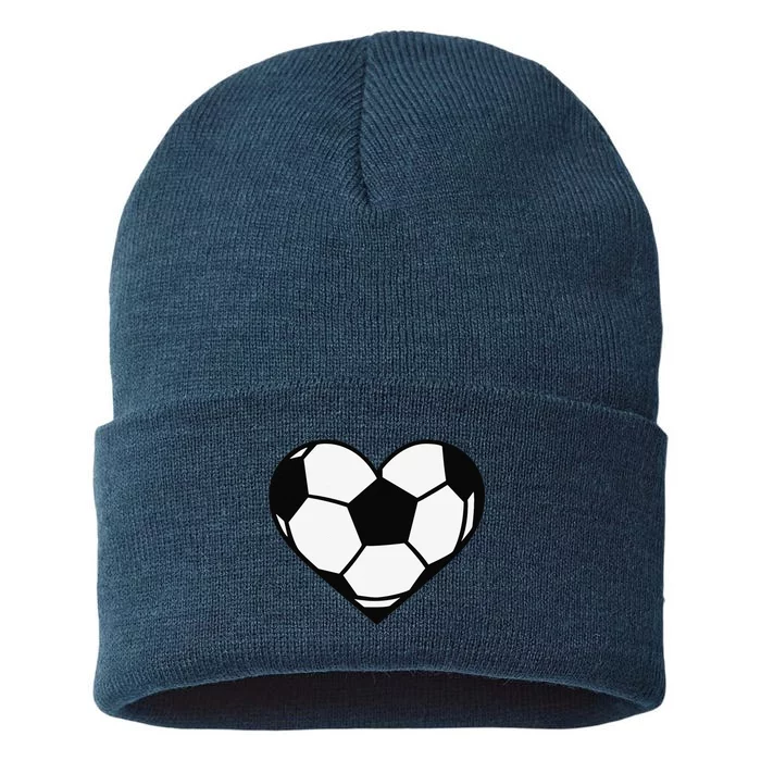 Soccer Ball Heart Valentine's Days Sustainable Knit Beanie