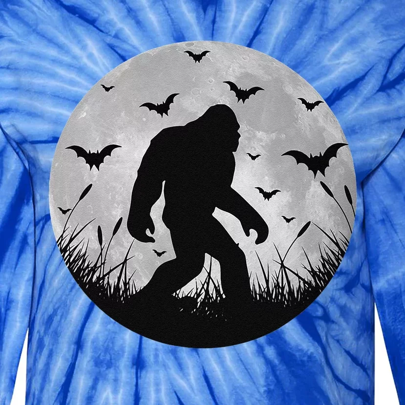 Scary Bigfoot Halloween Yeti Moon Silhouette Sasquatch Cute Tie-Dye Long Sleeve Shirt