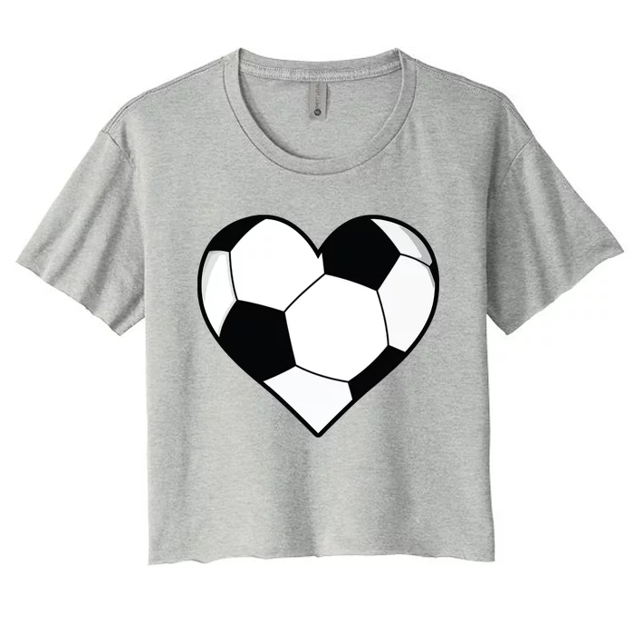 Soccer Ball Heart Gift Idea For Mom Dad Women's Crop Top Tee