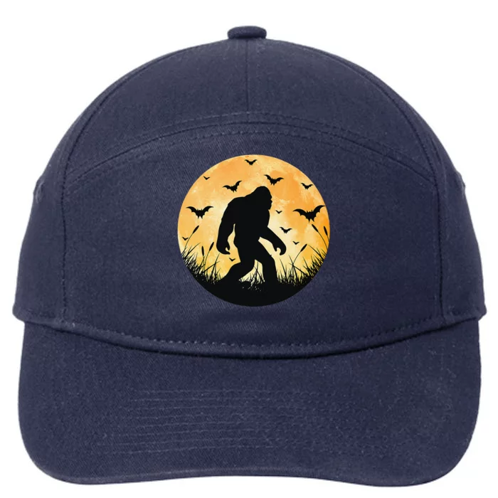 Scary Bigfoot Halloween Yeti Moon Silhouette Sasquatch Funny 7-Panel Snapback Hat