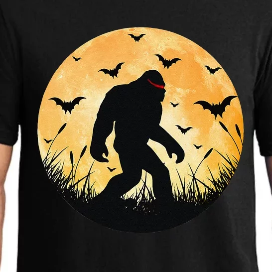 Scary Bigfoot Halloween Yeti Moon Silhouette Sasquatch Gift Pajama Set