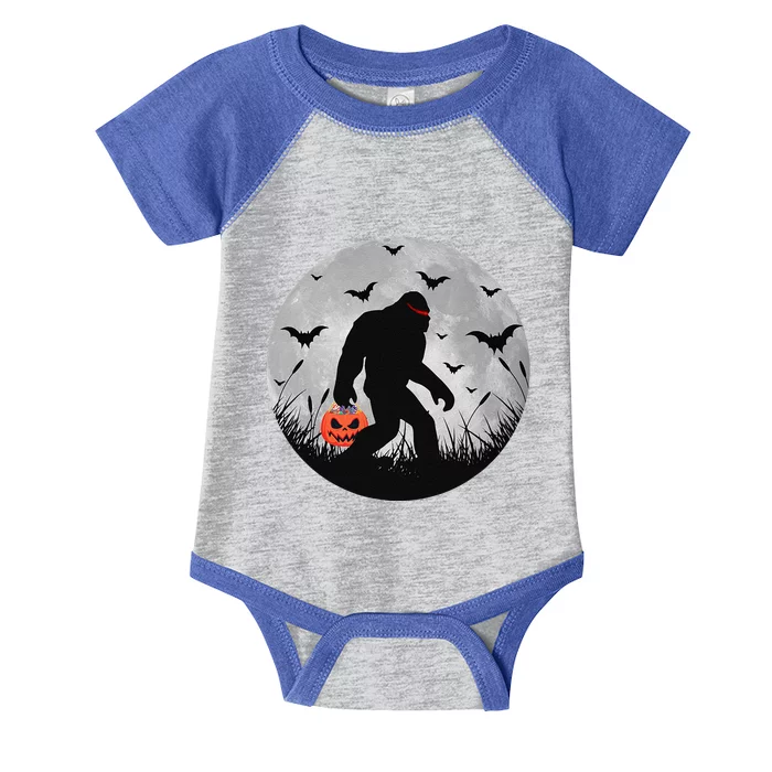 Scary Bigfoot Halloween Yeti Moon Silhouette Sasquatch Retro Gift Infant Baby Jersey Bodysuit