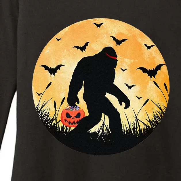 Scary Bigfoot Halloween Yeti Moon Silhouette Sasquatch Womens CVC Long Sleeve Shirt