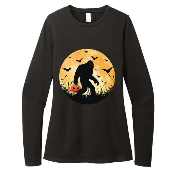 Scary Bigfoot Halloween Yeti Moon Silhouette Sasquatch Womens CVC Long Sleeve Shirt