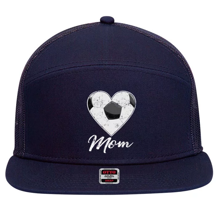 Soccer Ball Heart Mom Fan Gifts Idea Mothrer Sport Lover 7 Panel Mesh Trucker Snapback Hat