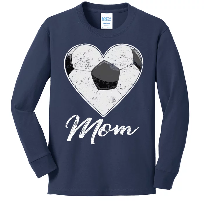 Soccer Ball Heart Mom Fan Gifts Idea Mothrer Sport Lover Kids Long Sleeve Shirt