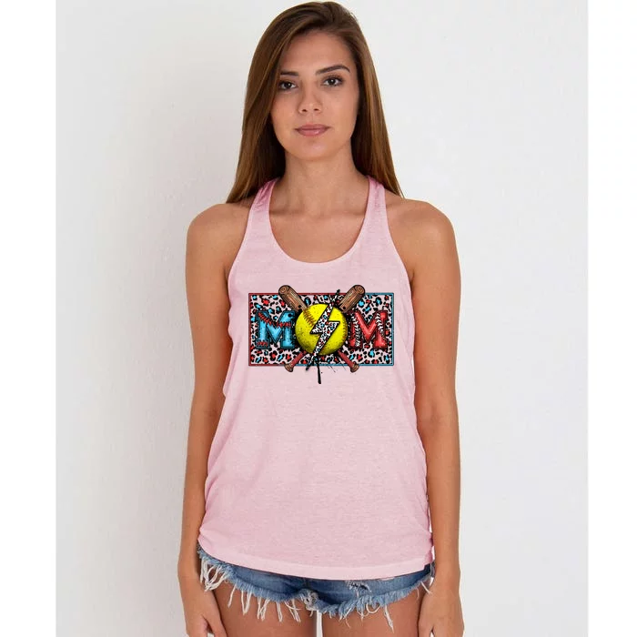 Softball Ball Happy Grandma Mother's Day Women's Knotted Racerback Tank