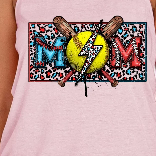 Softball Ball Happy Grandma Mother's Day Women's Knotted Racerback Tank