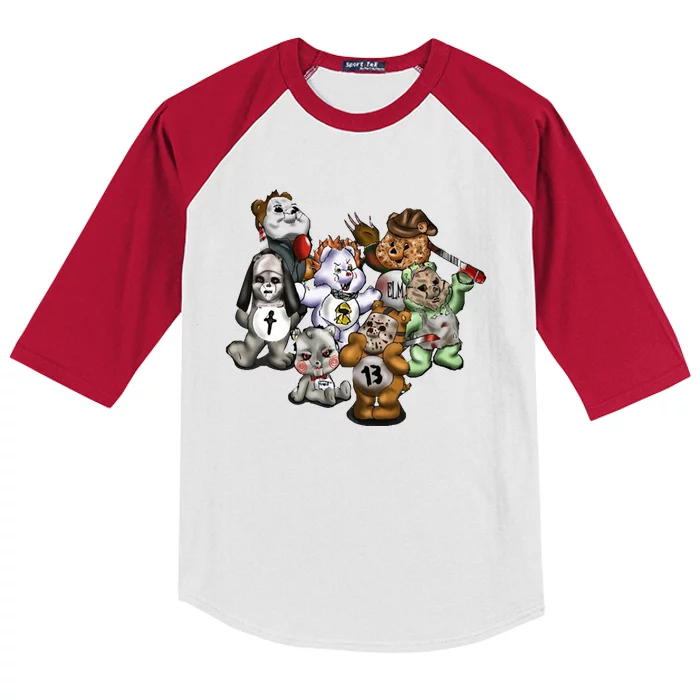 Scare Bears Halloween Creepy Kids Colorblock Raglan Jersey