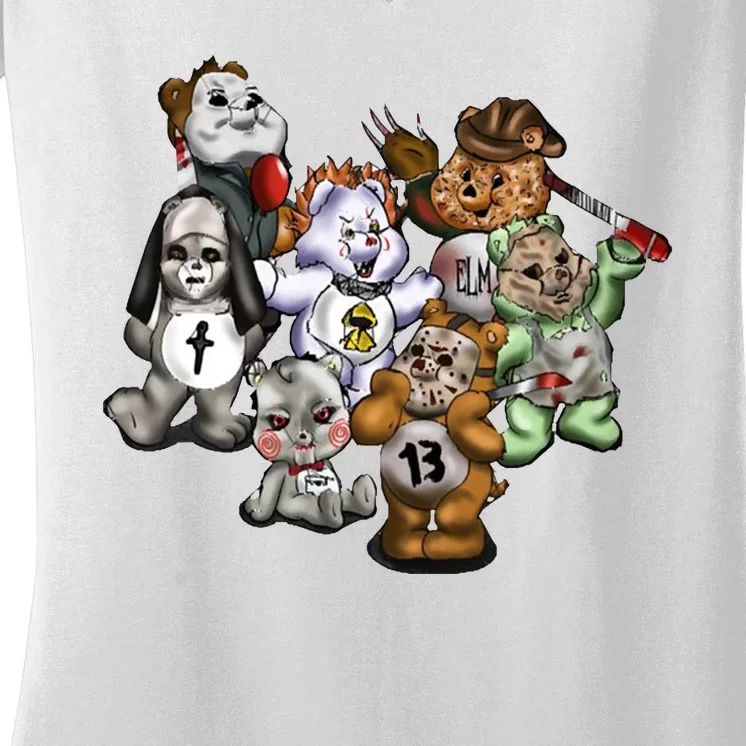 Scare Bears Halloween Creepy Women's V-Neck T-Shirt