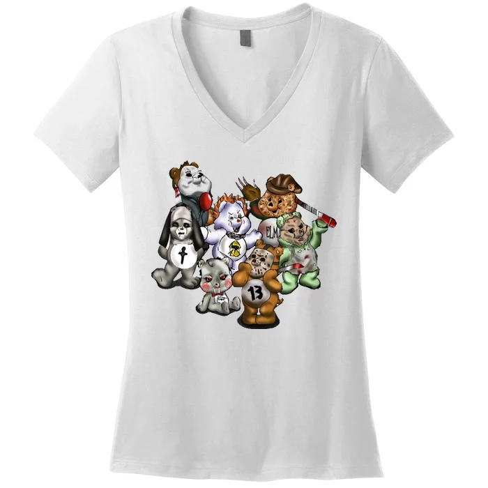 Scare Bears Halloween Creepy Women's V-Neck T-Shirt