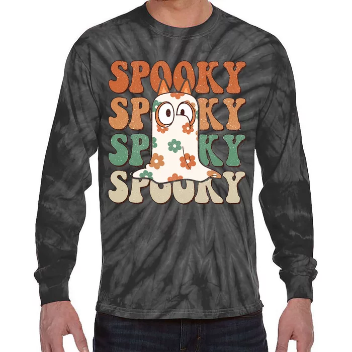 Spooky Bingo Happy Heelerween Halloween Bingo Boo Trick Or Treat Tie-Dye Long Sleeve Shirt