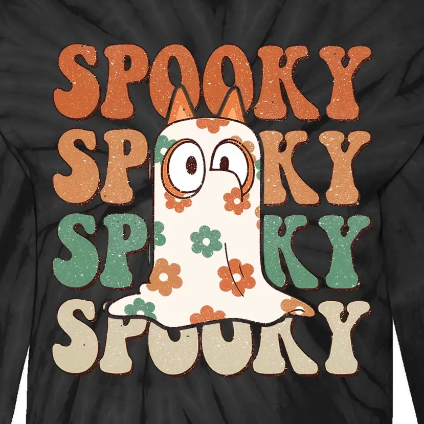 Spooky Bingo Happy Heelerween Halloween Bingo Boo Trick Or Treat Tie-Dye Long Sleeve Shirt