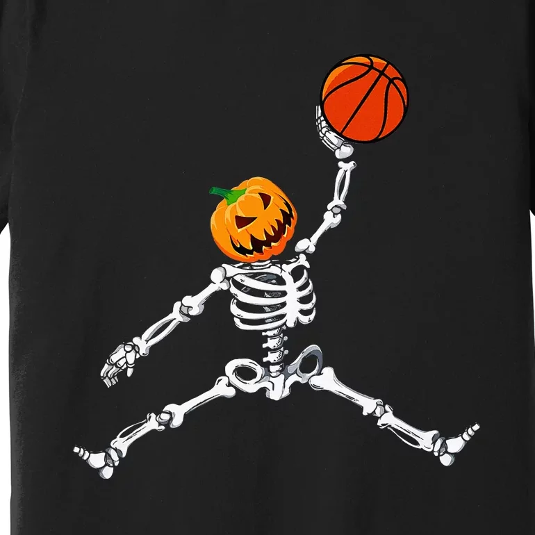 Skeleton Basketball Halloween Pumpkin Slam Dunk Premium T-Shirt