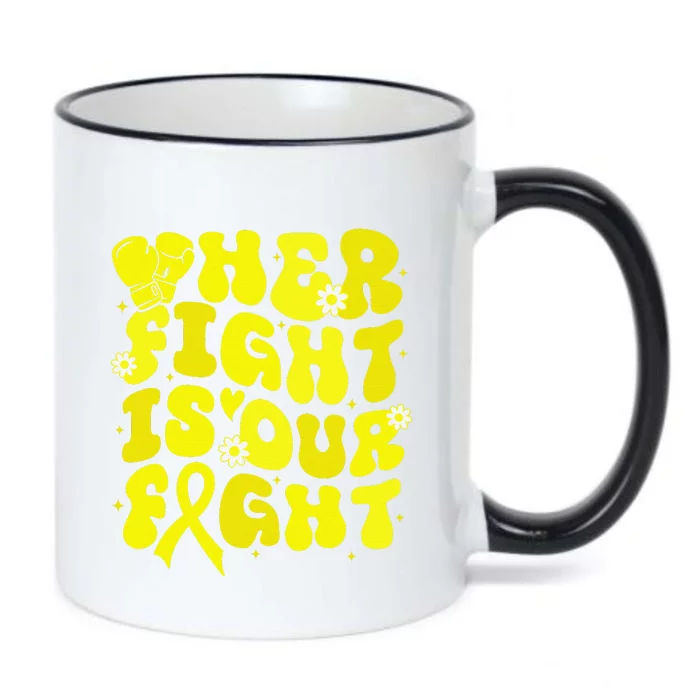 Spina Bifida Her Fight Is Our Fight Yellow Flower Ribbon Black Color Changing Mug