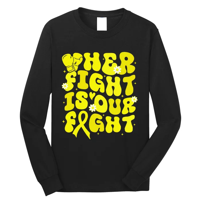 Spina Bifida Her Fight Is Our Fight Yellow Flower Ribbon Long Sleeve Shirt