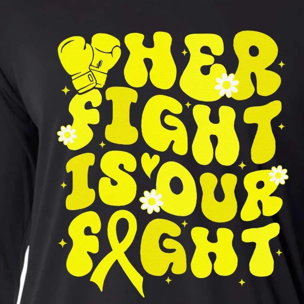 Spina Bifida Her Fight Is Our Fight Yellow Flower Ribbon Cooling Performance Long Sleeve Crew