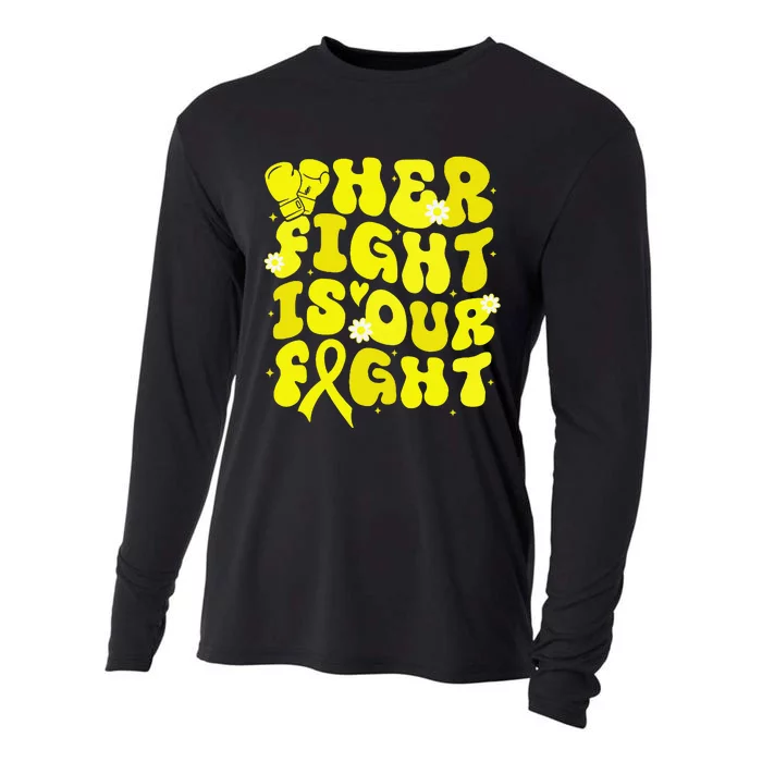 Spina Bifida Her Fight Is Our Fight Yellow Flower Ribbon Cooling Performance Long Sleeve Crew