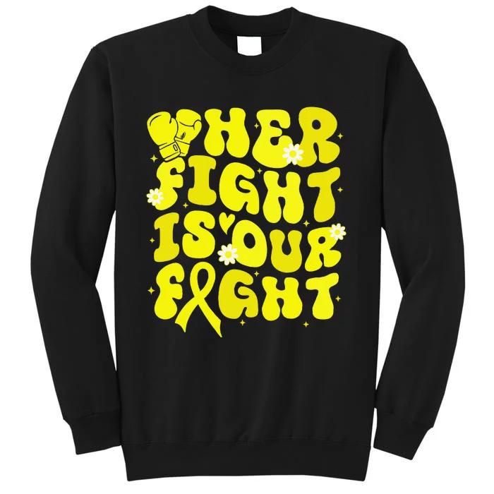 Spina Bifida Her Fight Is Our Fight Yellow Flower Ribbon Tall Sweatshirt