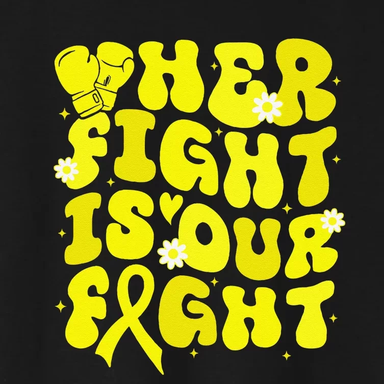 Spina Bifida Her Fight Is Our Fight Yellow Flower Ribbon Women's Crop Top Tee