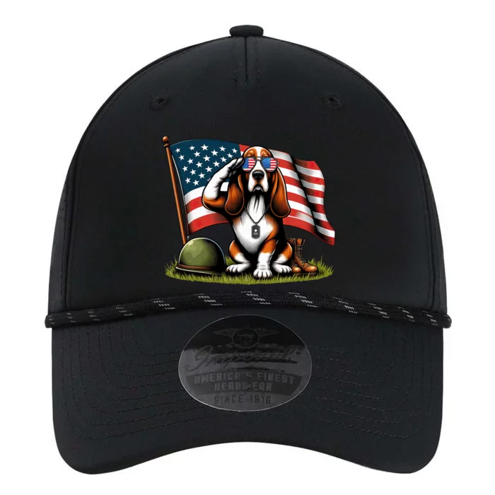 Salute Basset Hound Usa Flag Memorial Day 4th Of July Performance The Dyno Cap