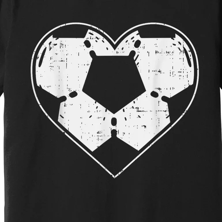 Soccer Ball Heart Sport Football Player Gift Lover Boy Premium T-Shirt