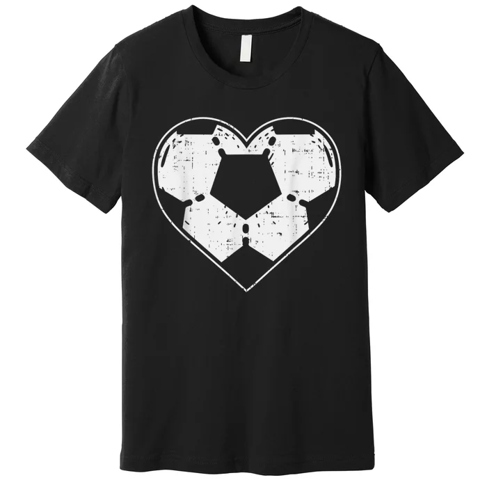 Soccer Ball Heart Sport Football Player Gift Lover Boy Premium T-Shirt