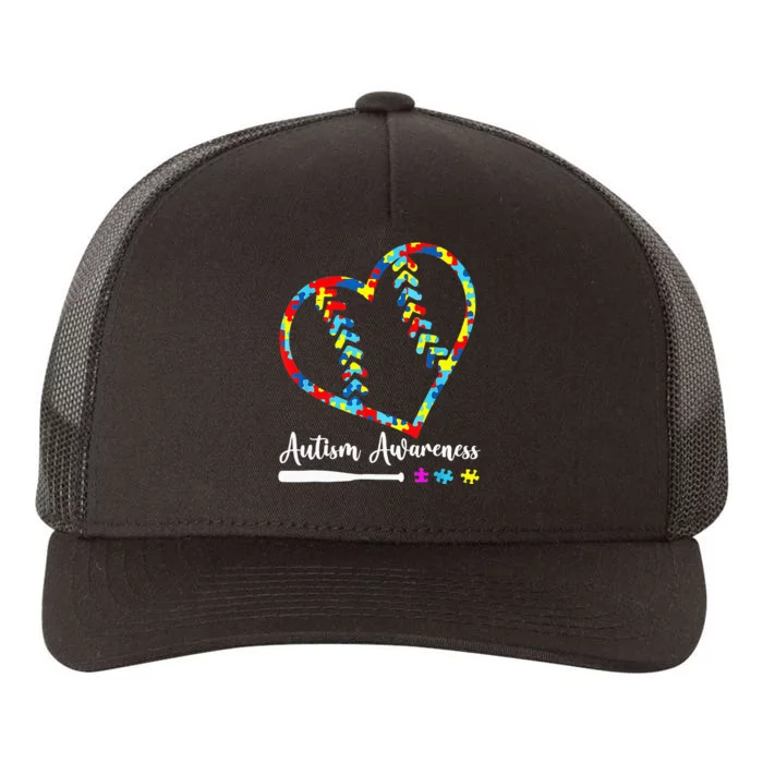 Softball Baseball Heart Autism Awareness Month Yupoong Adult 5-Panel Trucker Hat