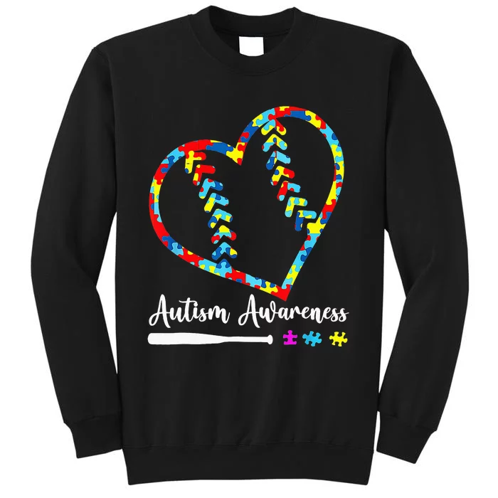 Softball Baseball Heart Autism Awareness Month Sweatshirt