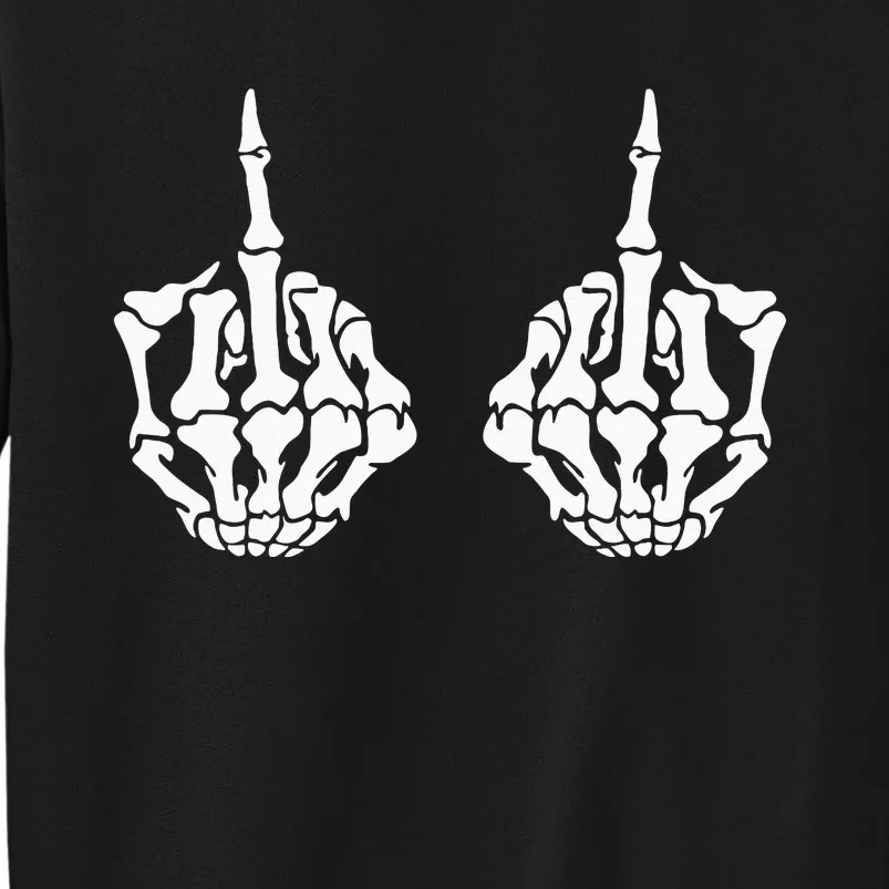 Skeleton Bones Hands Middle Finger Rude Funny Sarcastic Tall Sweatshirt