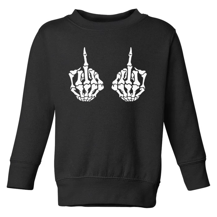 Skeleton Bones Hands Middle Finger Rude Funny Sarcastic Toddler Sweatshirt