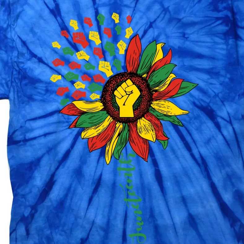 Sunflower Black History African Juneteenth Independence Day Gift Tie-Dye T-Shirt