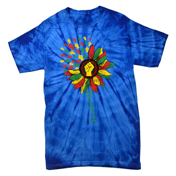 Sunflower Black History African Juneteenth Independence Day Gift Tie-Dye T-Shirt